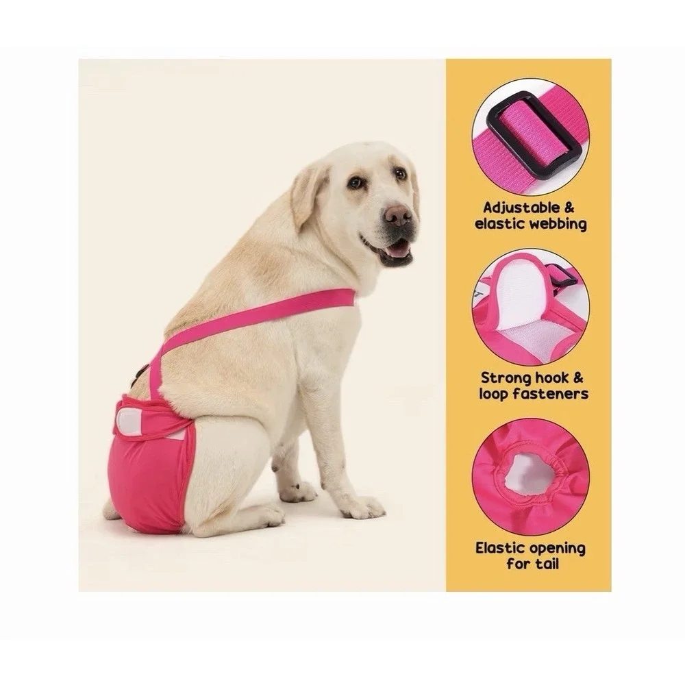 3 Pack Avont Washable Female Dog Diaper with Suspender, Reusable Medium NWT‎